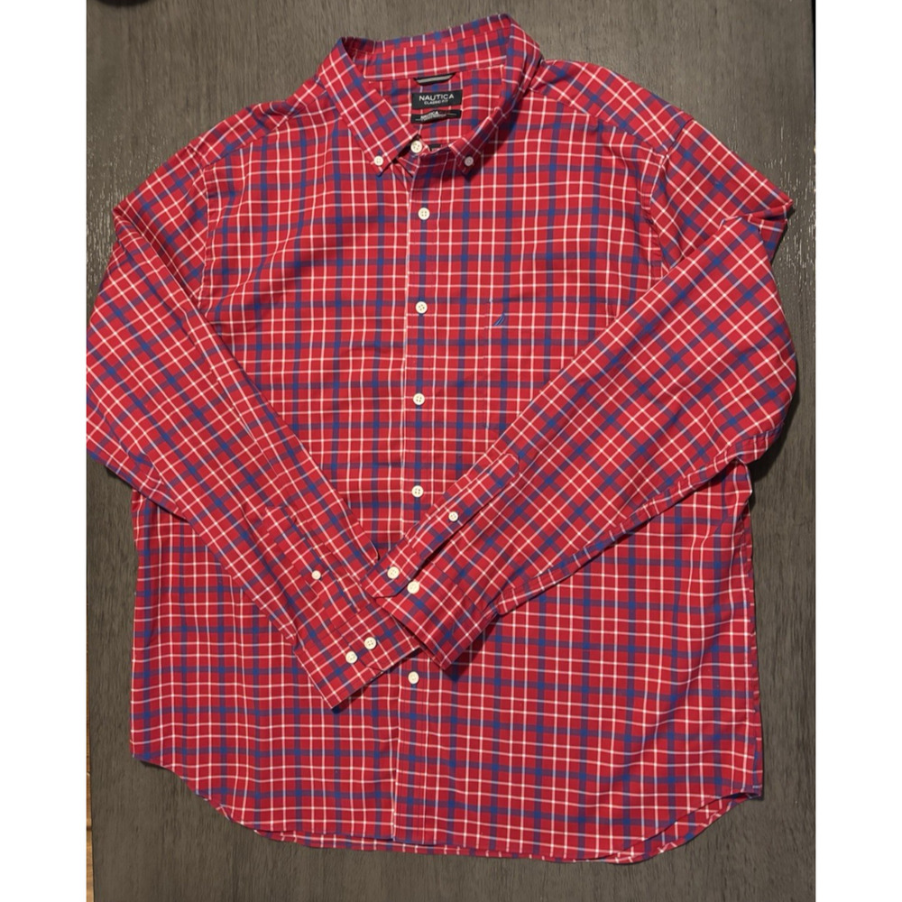Nautica Classic Fit Men's Long Sleeve Button Down Dress Shirt Size XXL
